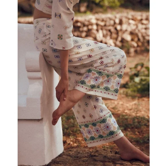 Zara PRINTED LINE BLEND CULOTTES - Picture 2 of 5